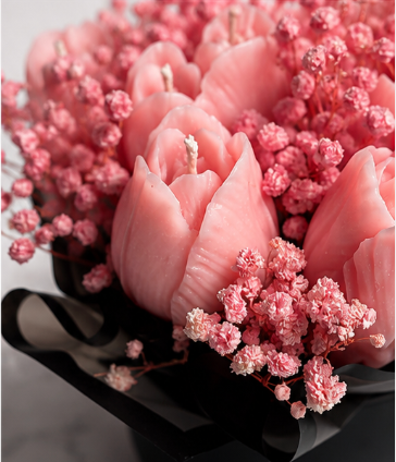 Blush Tulip Candle Bouquet 🌷 | 15 oz Luxury Floral Candle Arrangement