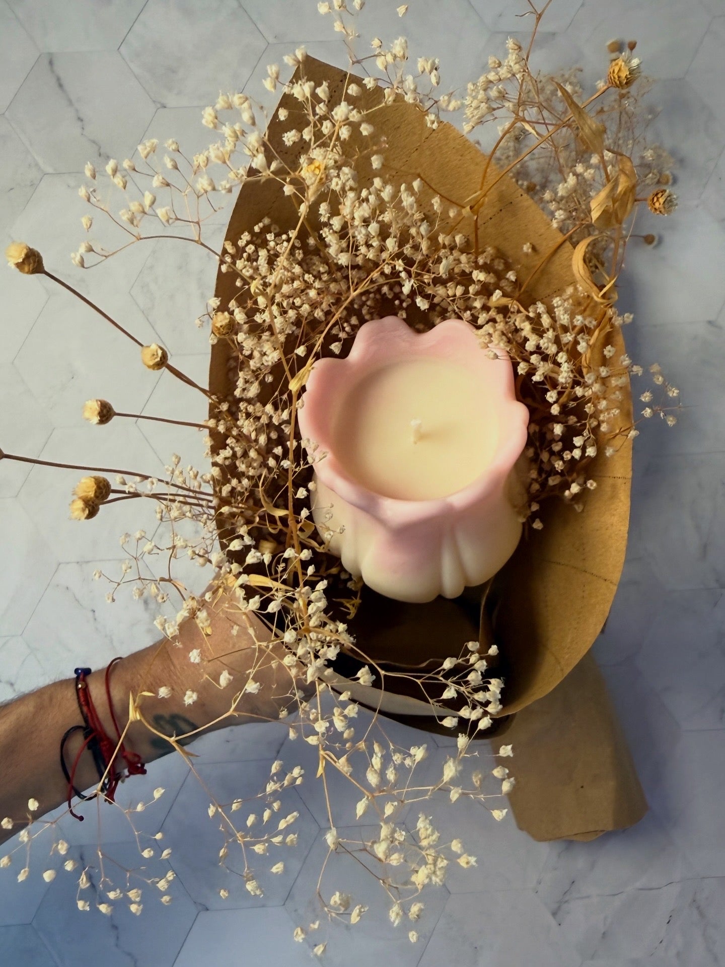 Peony Bloom Candle Bouquet