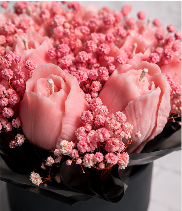 Blush Tulip Candle Bouquet 🌷 | 15 oz Luxury Floral Candle Arrangement