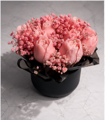 Blush Tulip Candle Bouquet 🌷 | 15 oz Luxury Floral Candle Arrangement