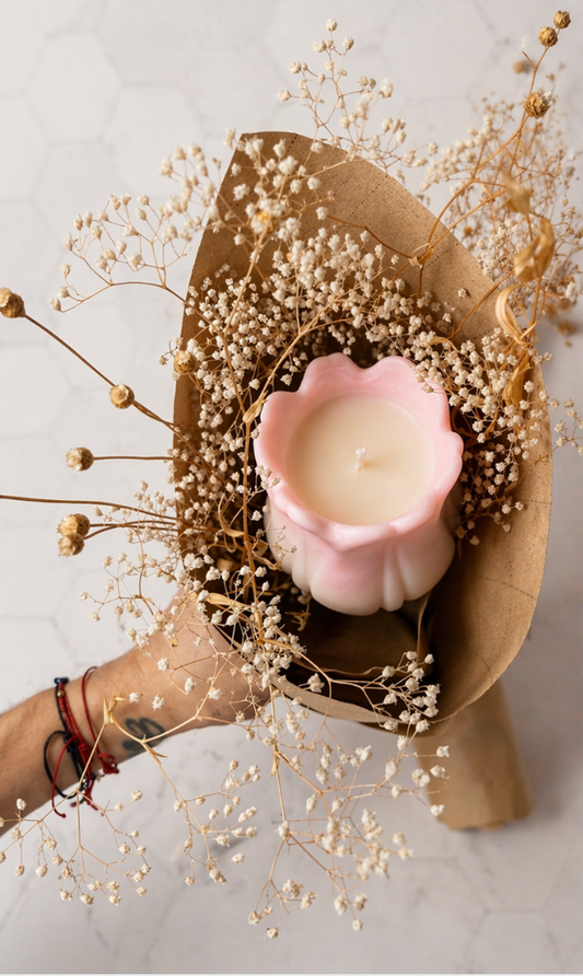 Peony Bloom Candle Bouquet